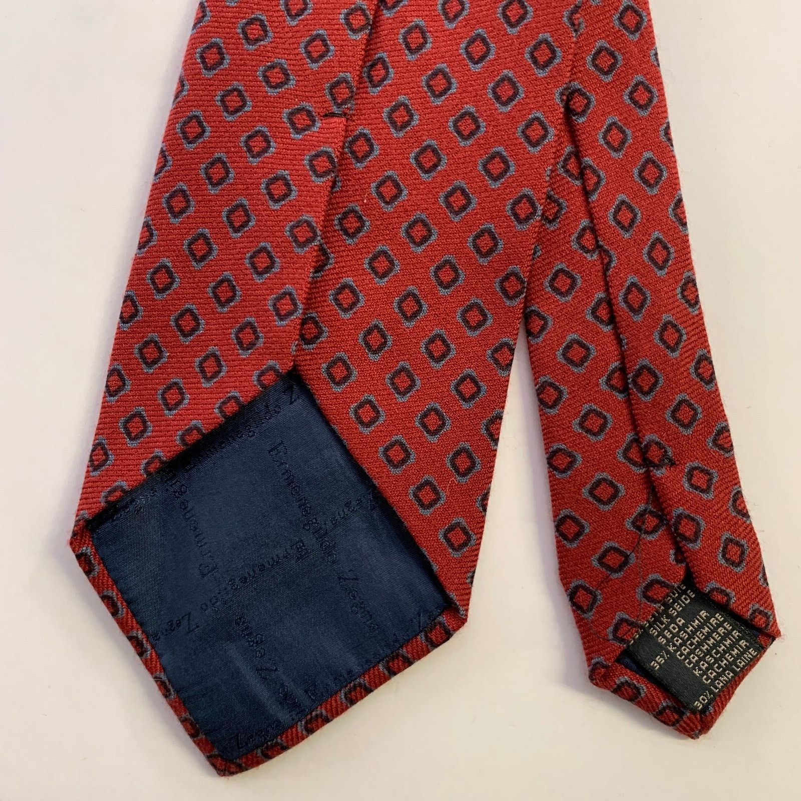 Ermenegildo Zegna ERMENEGILDO ZEGNA Red Blue Abstract Silk Cashmere Tie Size ONE SIZE - 2 Thumbnail
