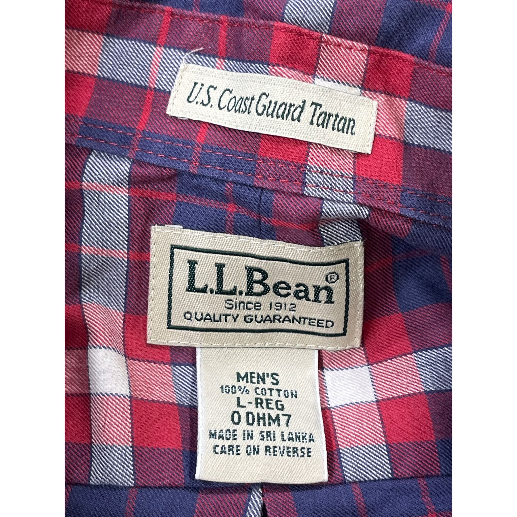 L.L. Bean L.L.Bean SKU 7658 Mens Red and Blue Plaid Long Sleeve Button Size US L / EU 52-54 / 3 - 9 Thumbnail