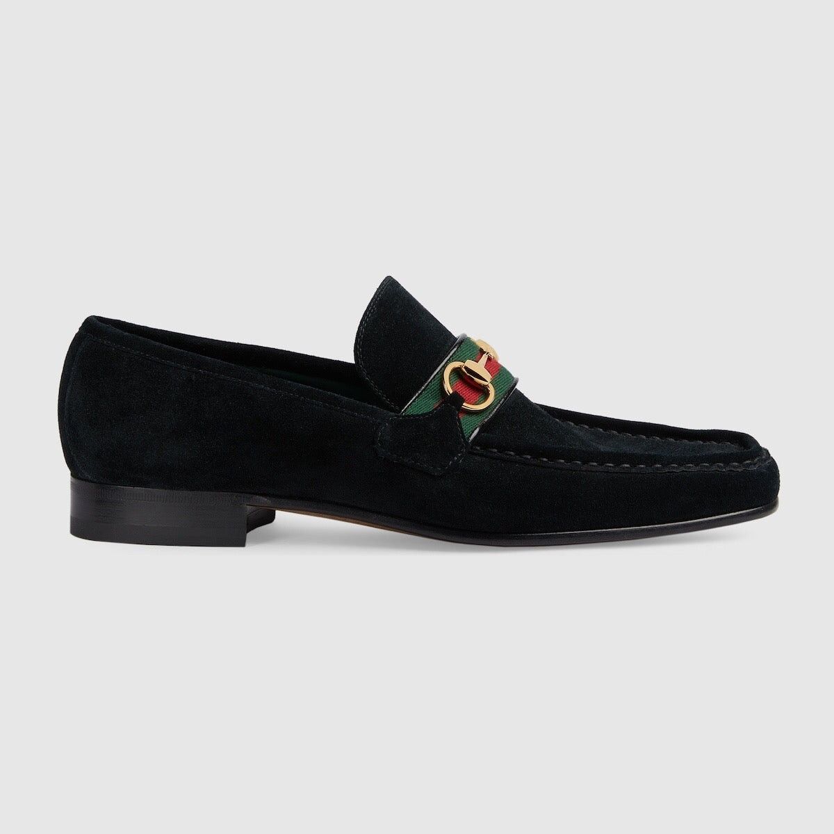 horsebit web suede loafers