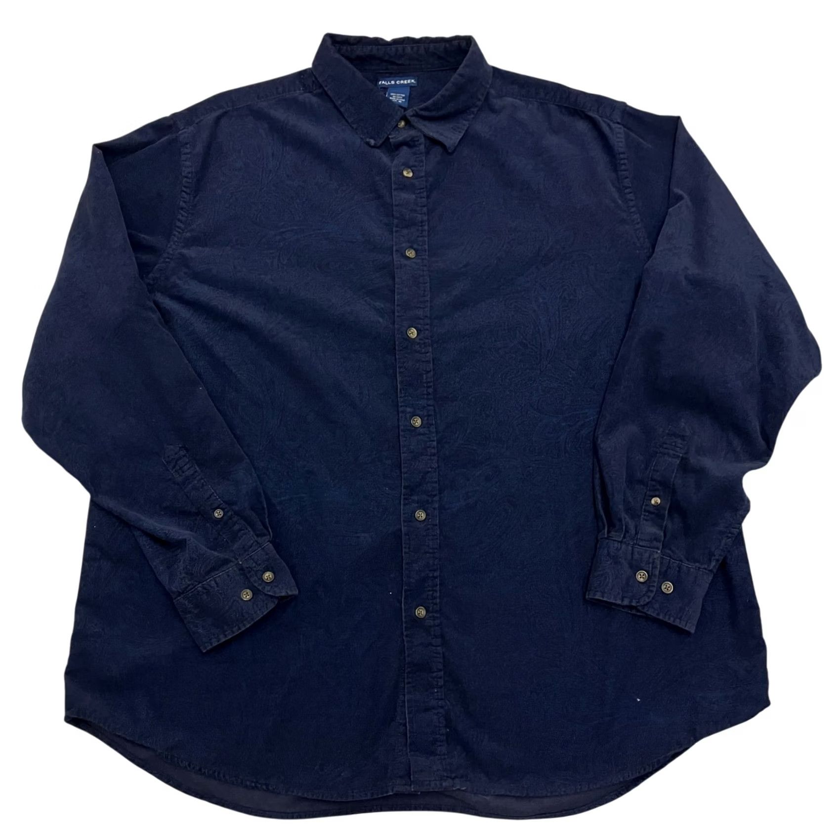 Vintage Falls Creek Corduroy Shirt Mens XL Navy Blue Long Sleeve Button Down Size US XL / EU 56 / 4 - 2 Thumbnail