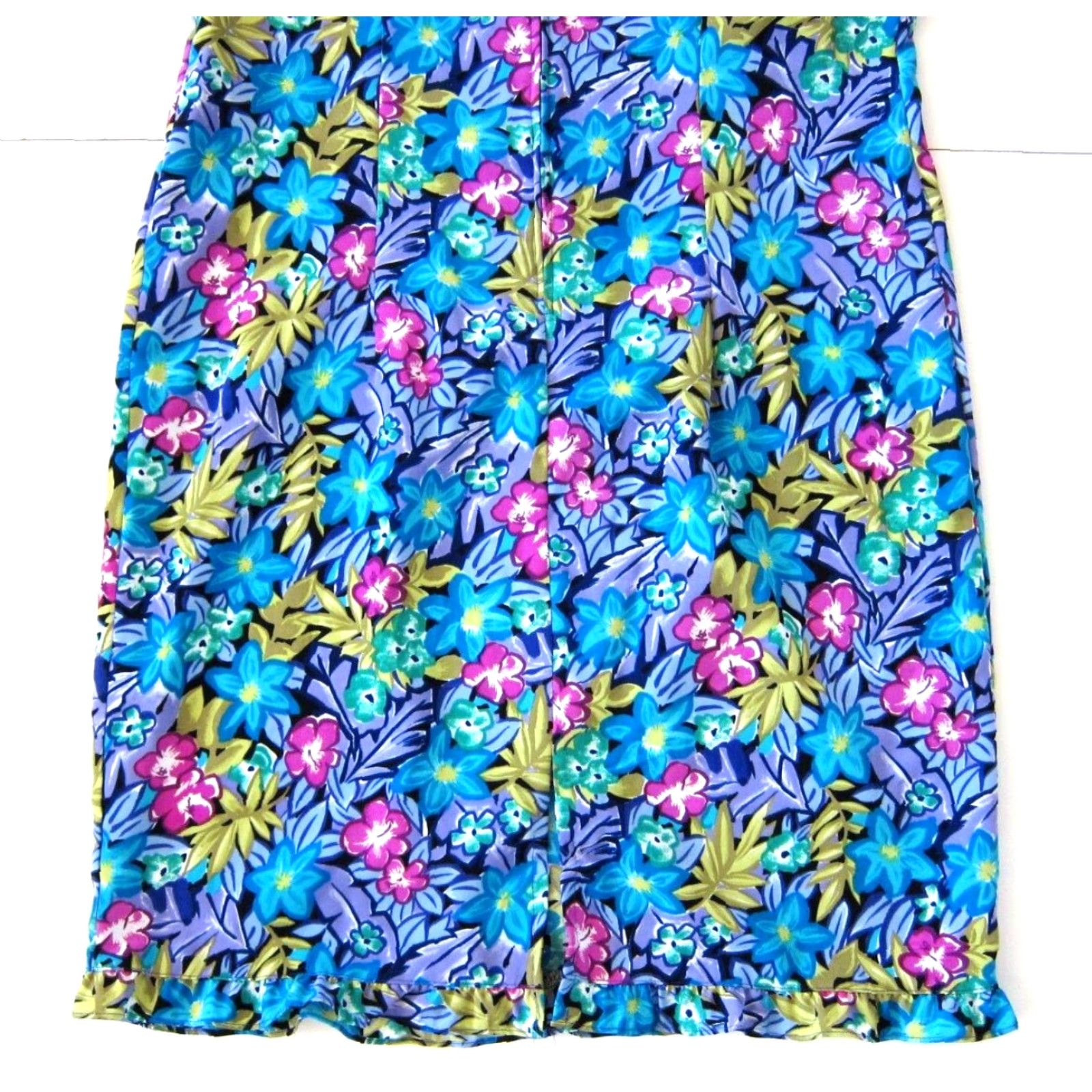 Lee VINTAGE Kathie Lee Collection Pink Floral Short Sleeve Tunic Dress 14 Green Blue Yellow Zipper Knee Length Casual Formals 90s? Size 36" / US 14 / IT 50 - 7 Thumbnail