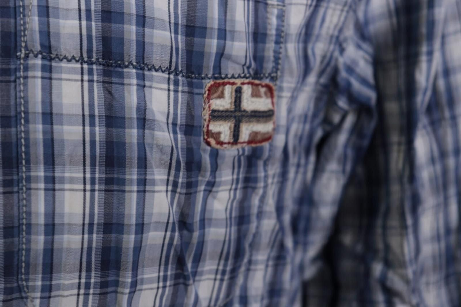 Napapijri Napapijri Geographic Blue Check Button Down Shirt Size L Size US L / EU 52-54 / 3 - 4 Thumbnail