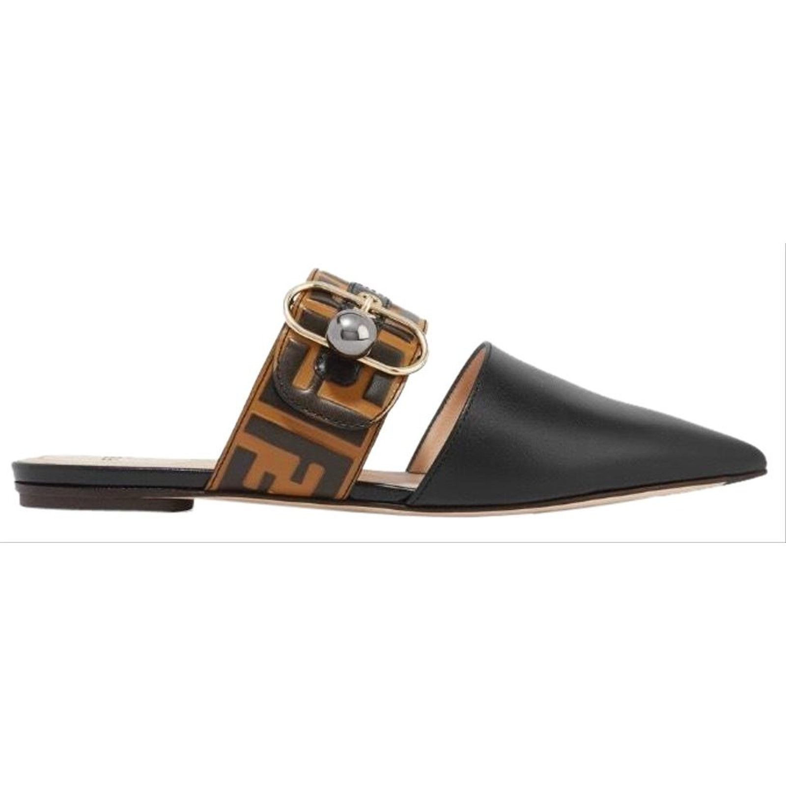 Fendi FENDI FF logo embossed leather mules slippers flats Size US 6 / IT 36 - 1 Thumbnail