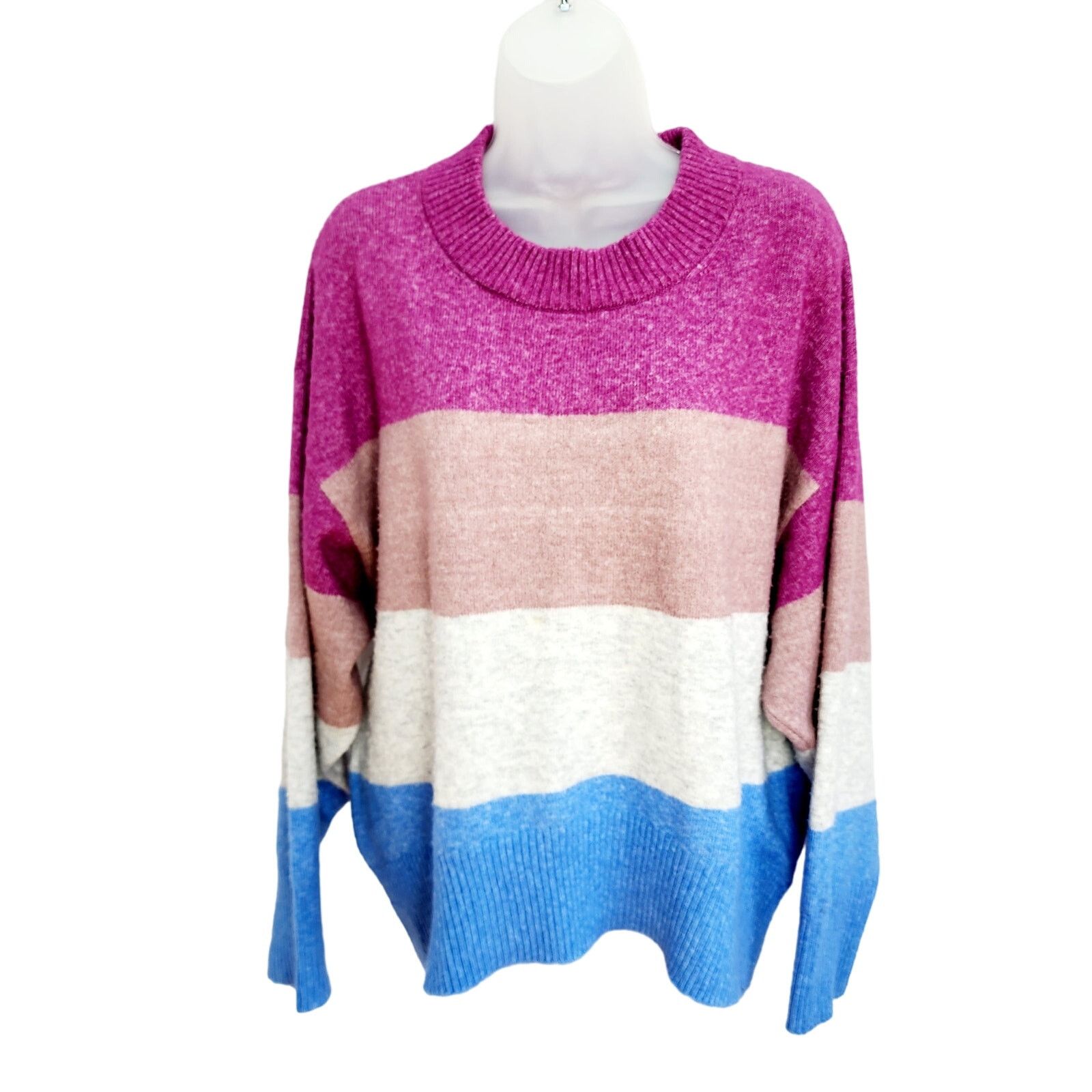 Other A New Day Purple, Gray & Blue Striped Winter Sweater Size M / US 6-8 / IT 42-44 - 1 Thumbnail