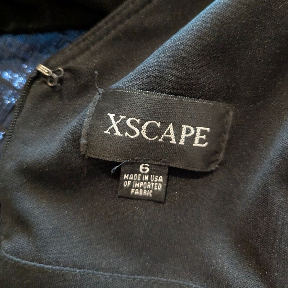 Other XSCAPE Blue Lurex V-Neck Fit and Flare Mesh Inset Dress Size M / US 6-8 / IT 42-44 - 4 Thumbnail