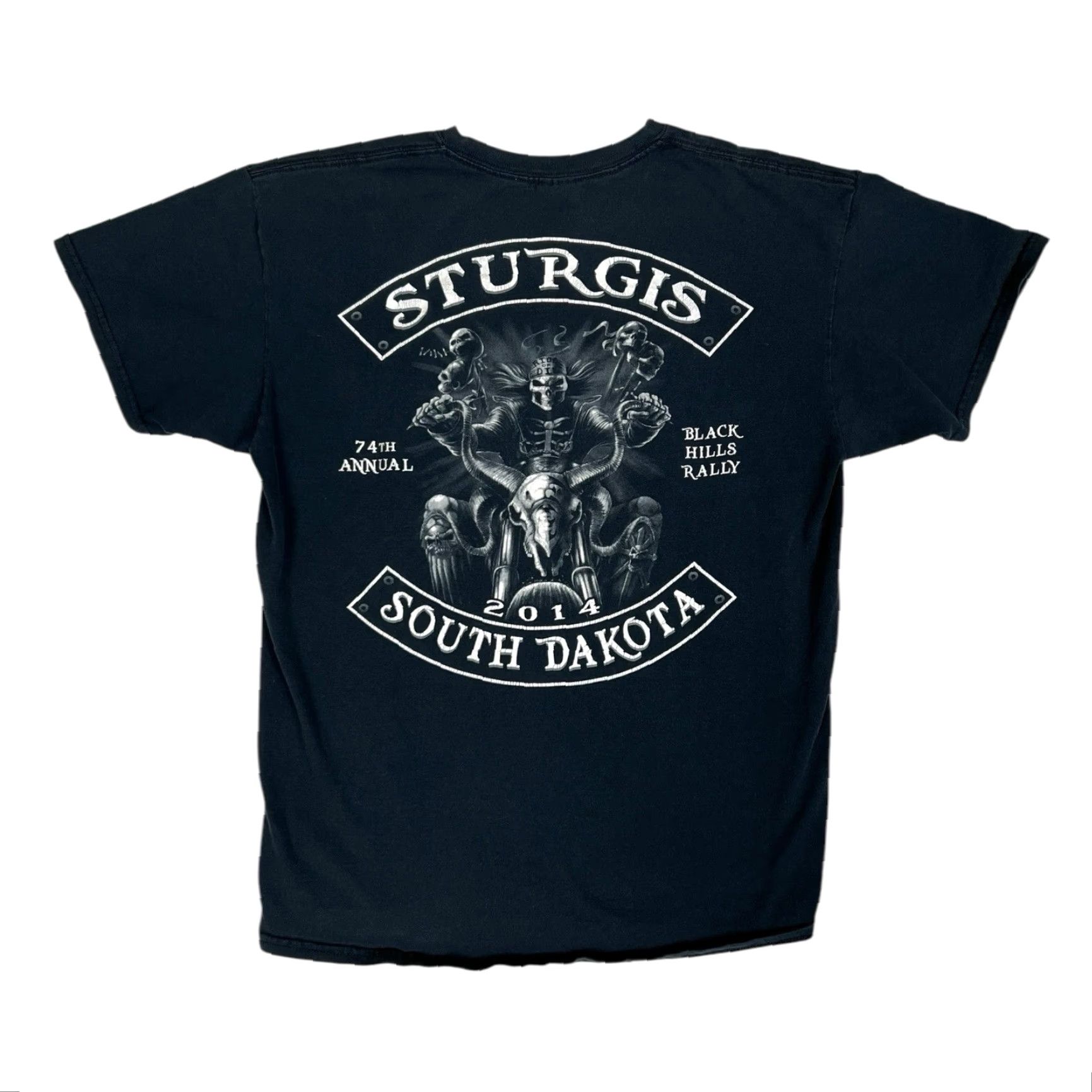 Gildan VINTAGE Sturgis T-Shirt Mens Large L Skeleton Skull Biker Y2K 90s Graphic Print Gildan Cotton Black Short Sleeve Crew Neck Mens Size US L / EU 52-54 / 3 - 2 Thumbnail