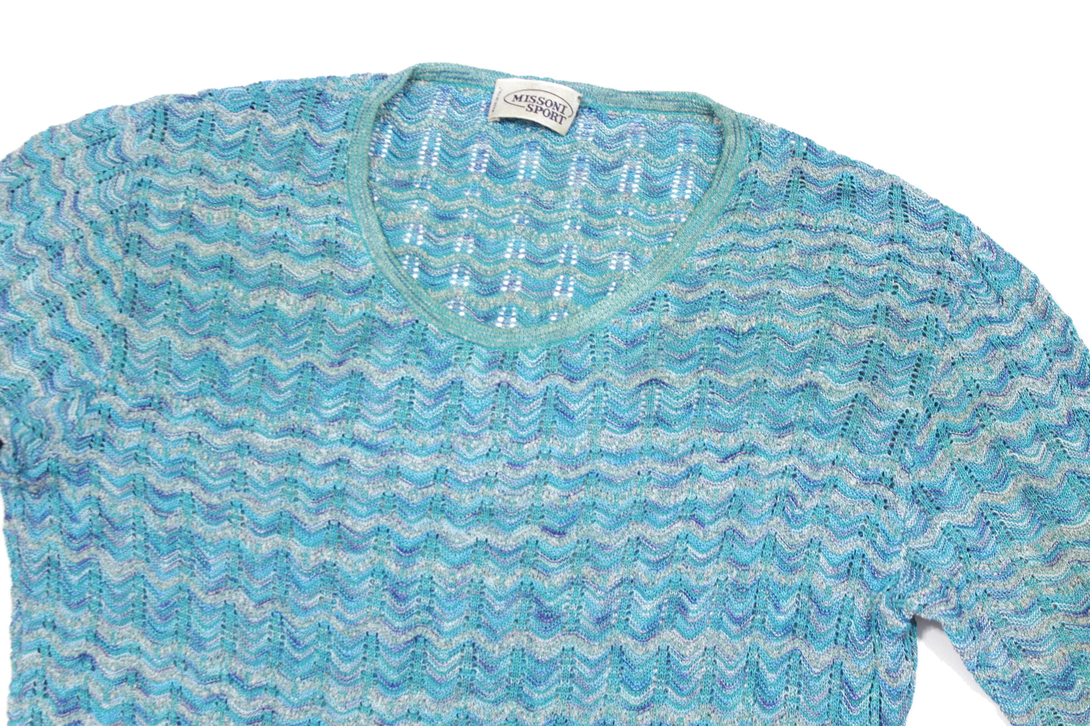 Missoni 90S Multicolor Mesh Knit Sweater Size M / US 6-8 / IT 42-44 - 3 Thumbnail