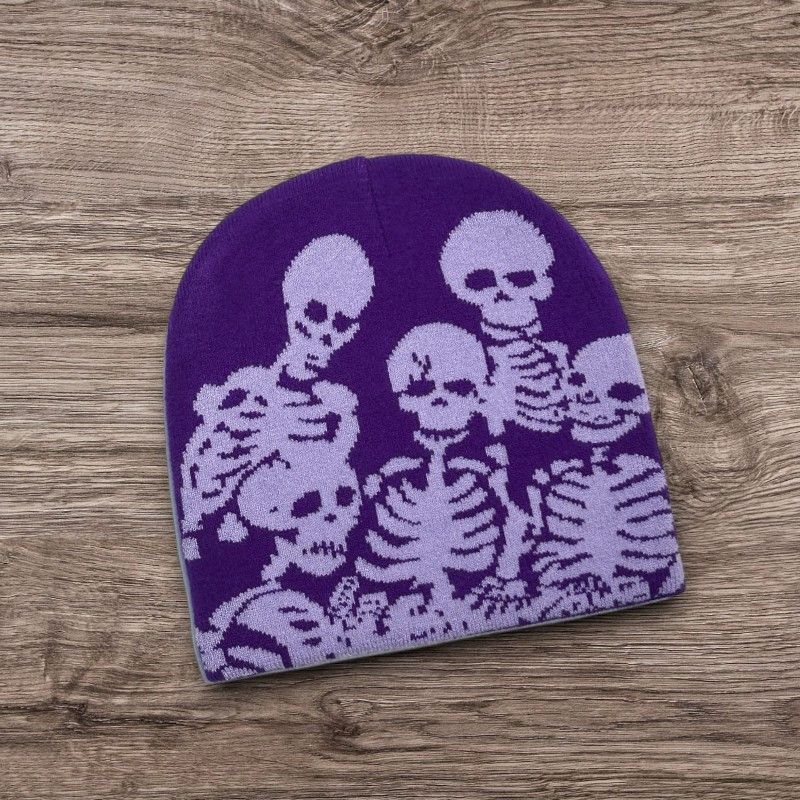 Other ALT Opium Skull Skeletons Beanie | Y2K Grunge Punk Hat Size ONE SIZE - 1 Preview