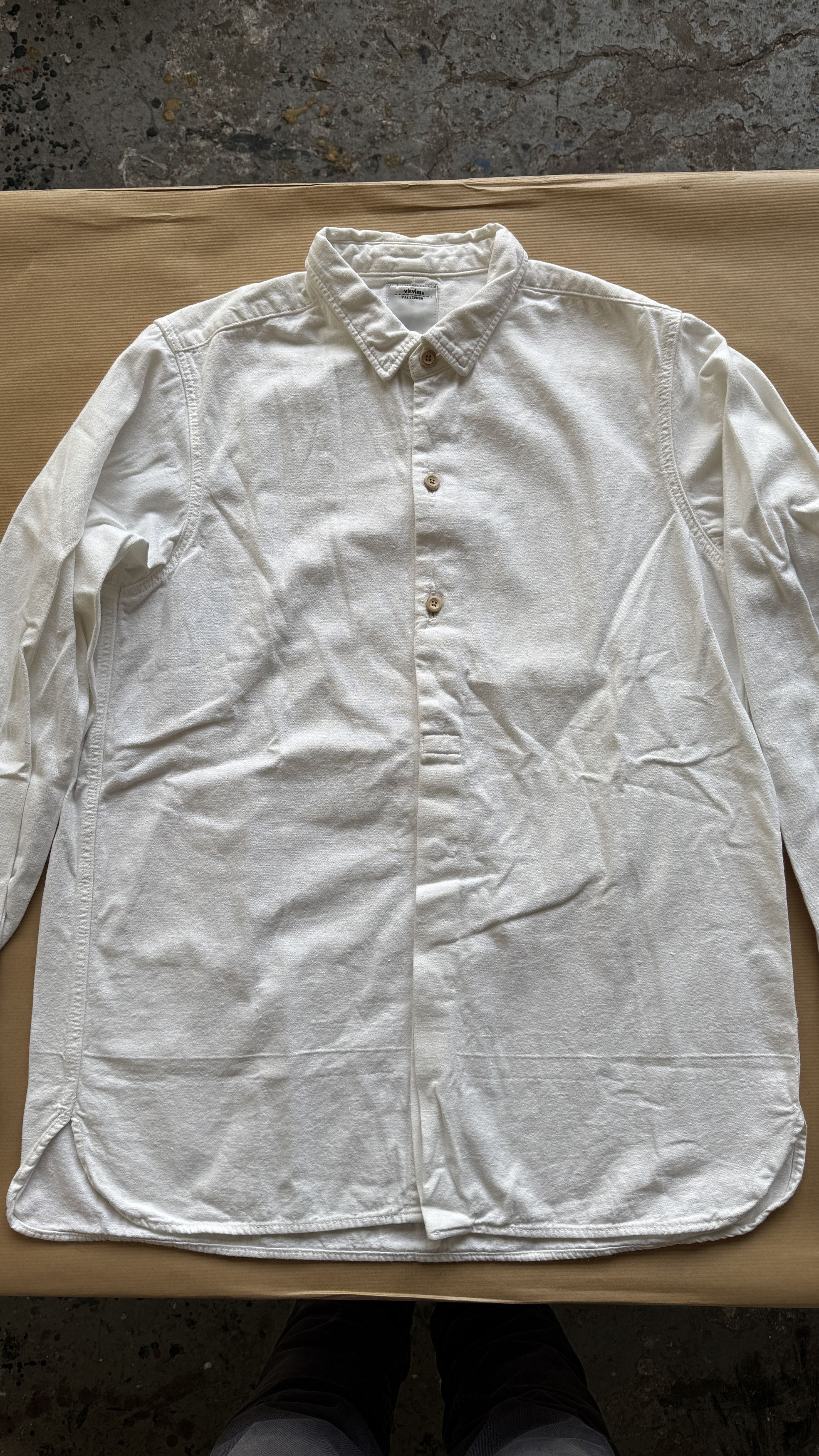 Visvim aa . 0 . LONG RIDER SHIRT L/S BLEACHED . *F.I.L. EXCLUSIVE Size US XS / EU 42 / 0 - 3 Thumbnail