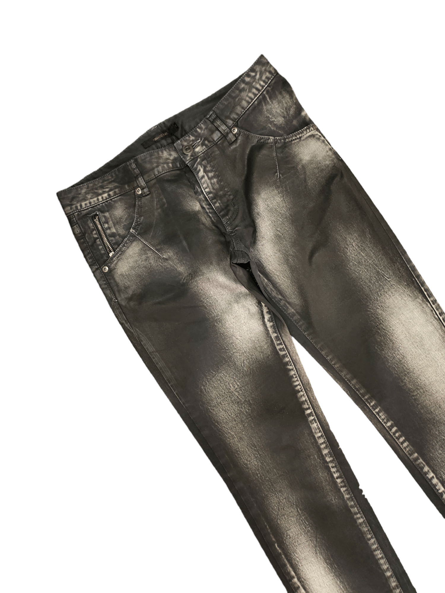 Tornado Mart 1990s Tornado Mart Japan Black Waxed Skinny Denim Pants Size US 29 - 6 Thumbnail