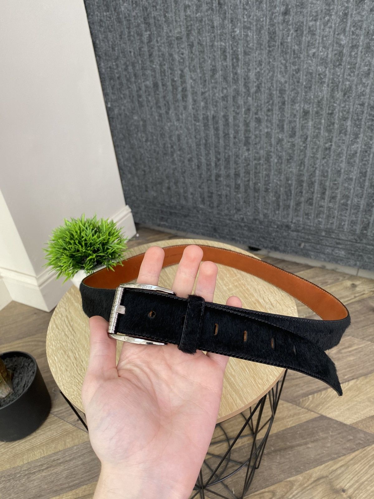 Tod's Vintage Tod’s Pony Hair Leather Belt Black Silver Buckle Size ONE SIZE - 6 Thumbnail