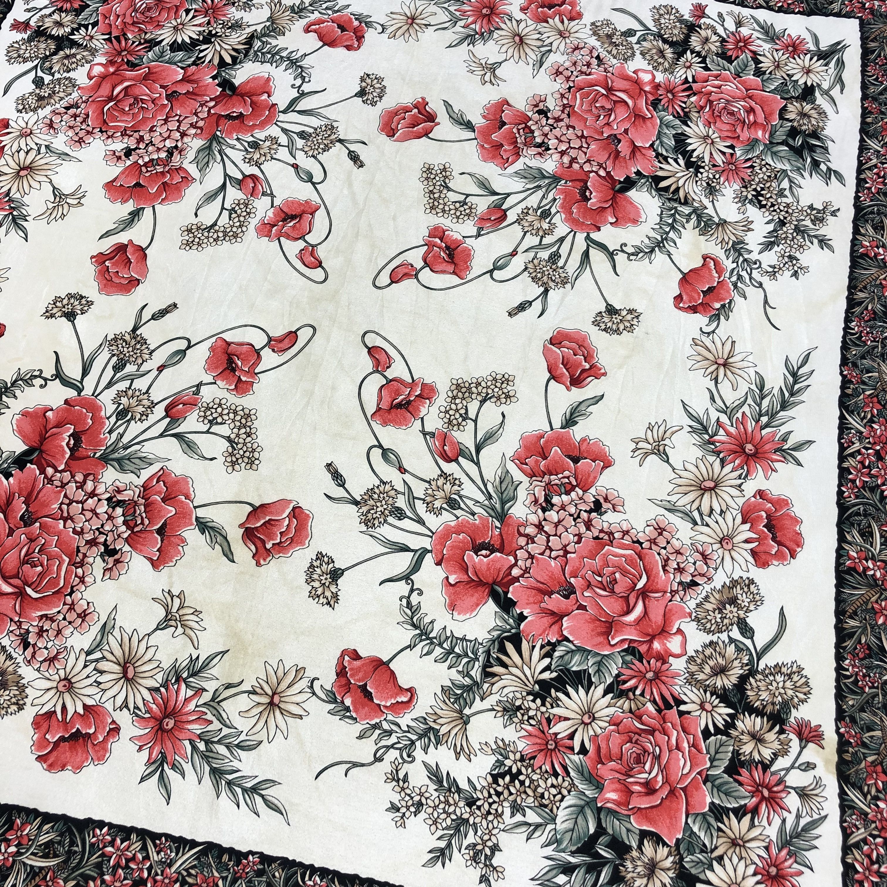 Japanese Brand J.G Dubois Floral Silk Scarf M270 Size ONE SIZE - 5 Thumbnail