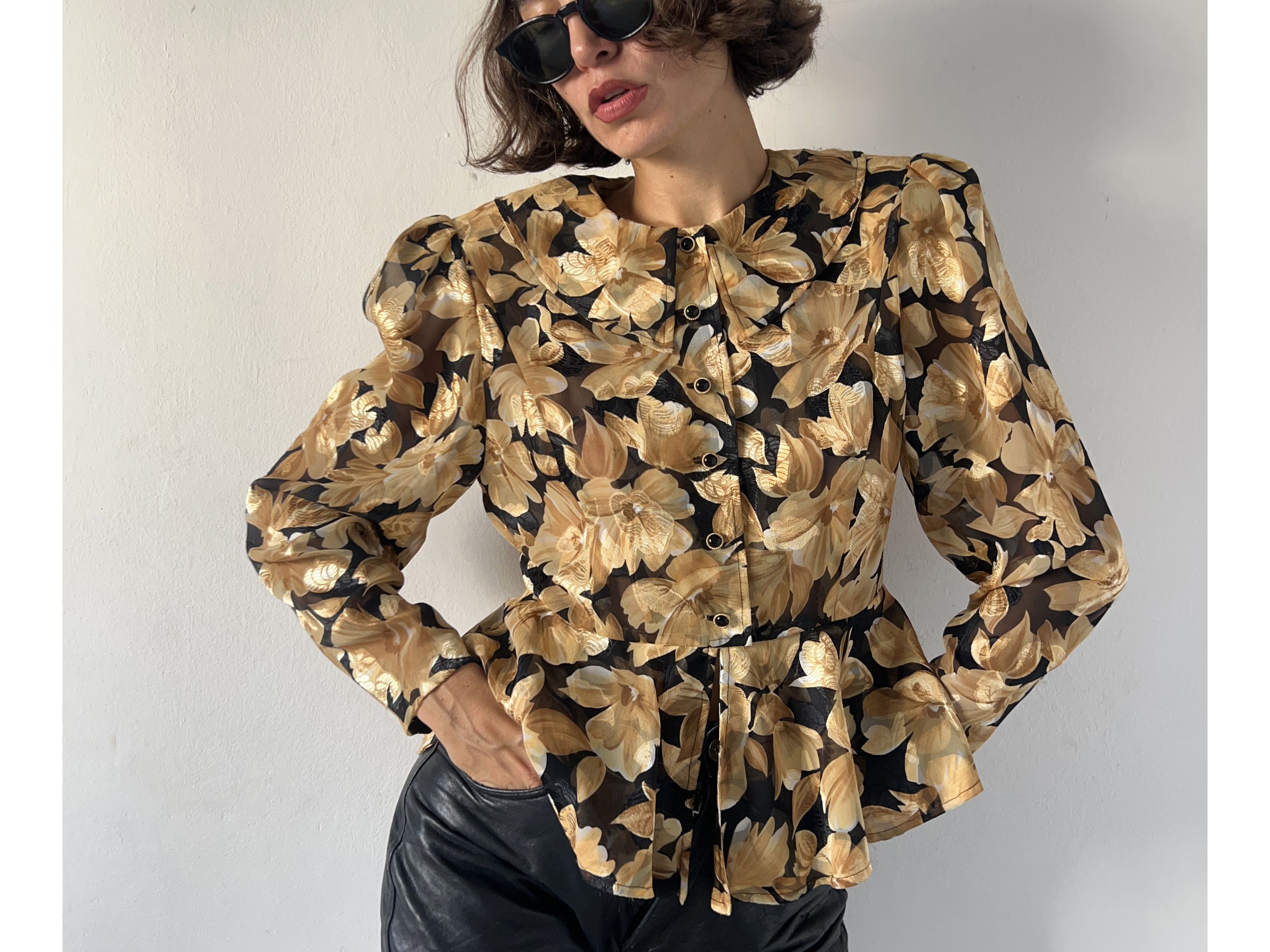 Vintage Vintage 80s Floral Peplum Blouse Size M / US 6-8 / IT 42-44 - 1 Thumbnail