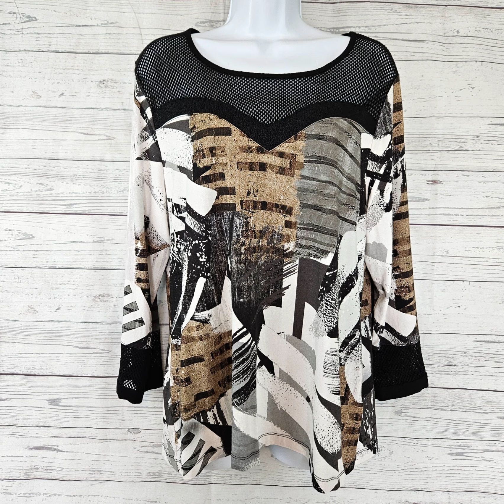 Vintage Dolcezza Simply Art Womens Top XL Black White 3/4 Sleeve Blouse Size XL / US 12-14 / IT 48-50 - 2 Thumbnail