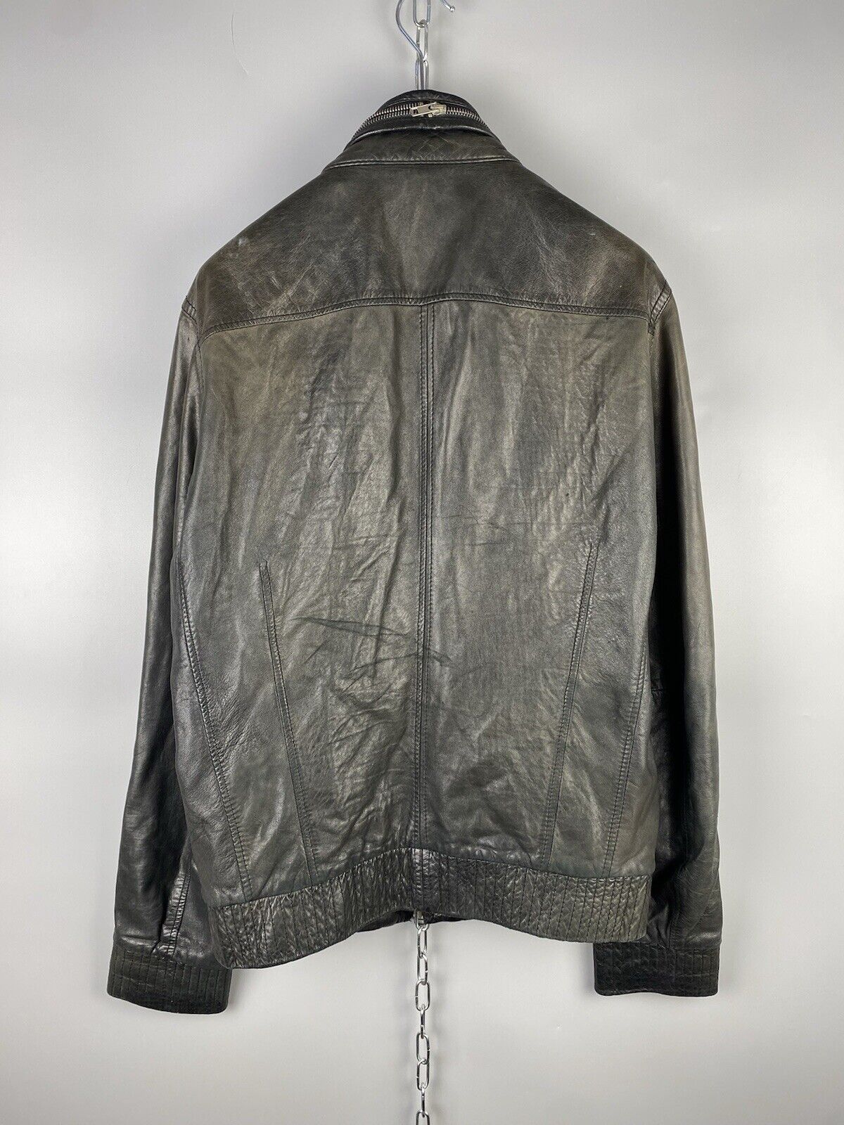Allsaints Vintage Allsaints Mens Leather Biker Zip Bomber Jacket Size US M / EU 48-50 / 2 - 12 Thumbnail