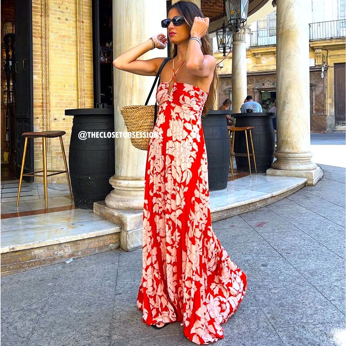 Mango MANGO Floral Halter Maxi Dress Destination Wedding Resort Size S / US 4 / IT 40 - 13 Thumbnail