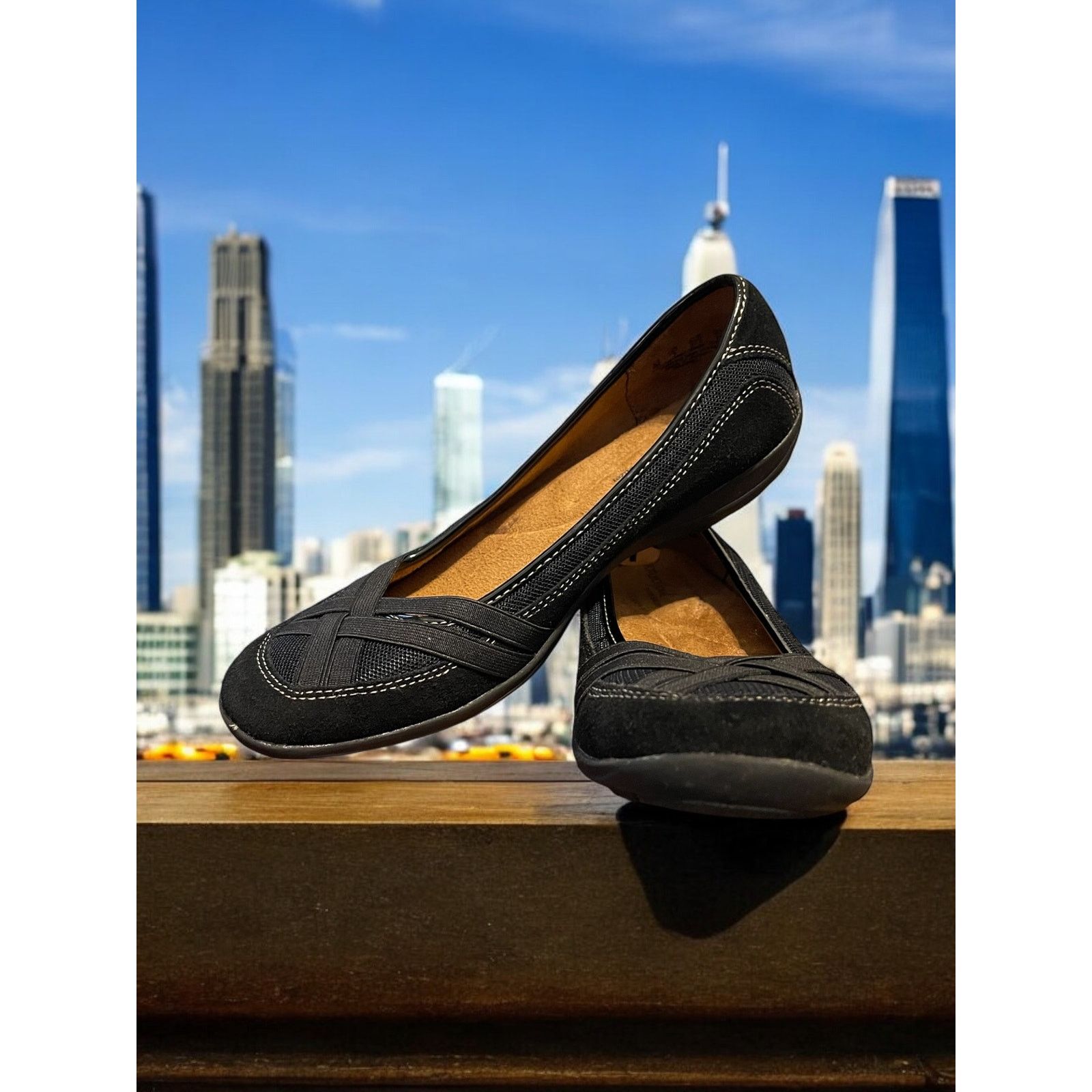 Leather Naturalsoul Naturalizer Shoes Black Flats Size 7, Women's