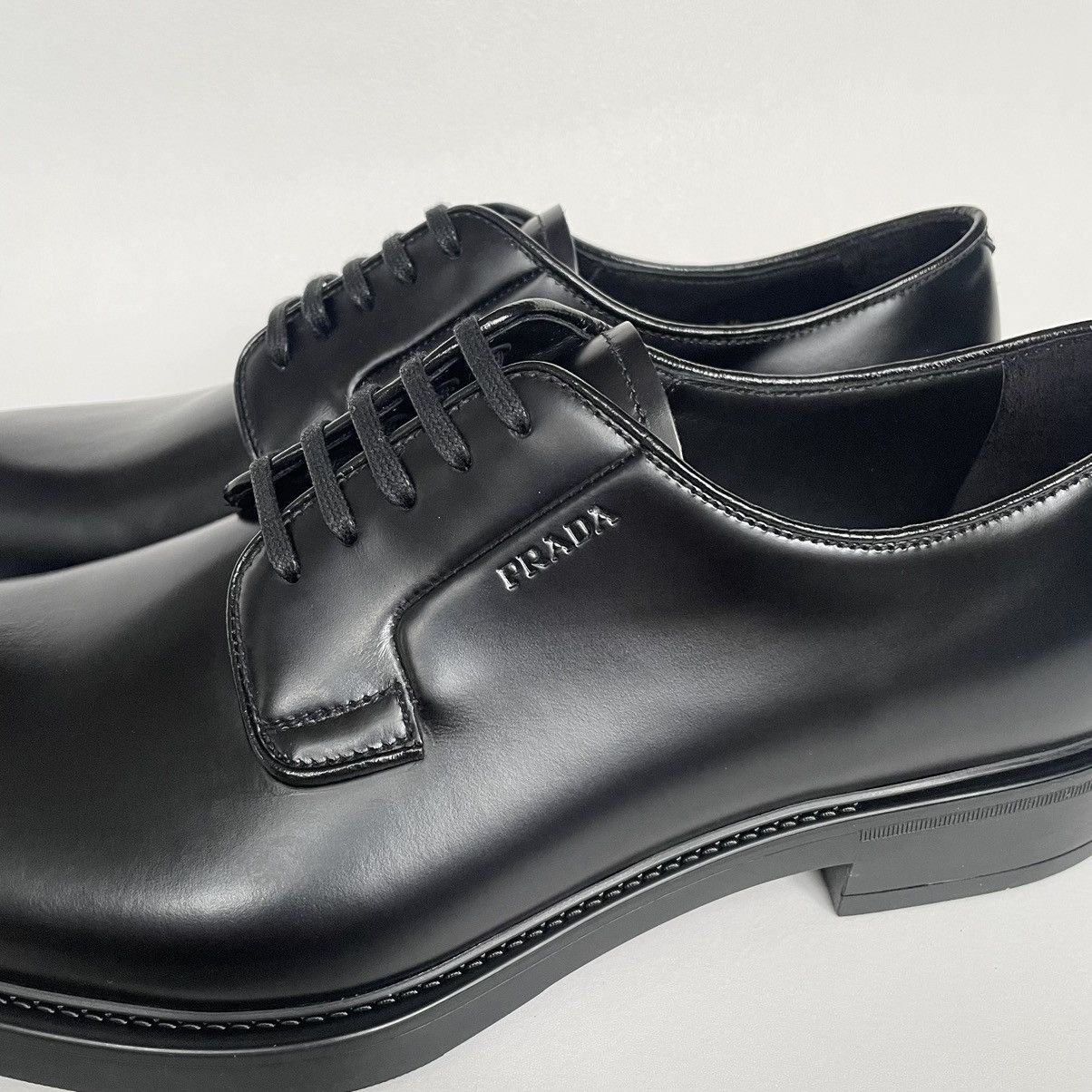 Prada Black Leather Derby Shoes Size US 9.5 / EU 42-43 - 11 Thumbnail