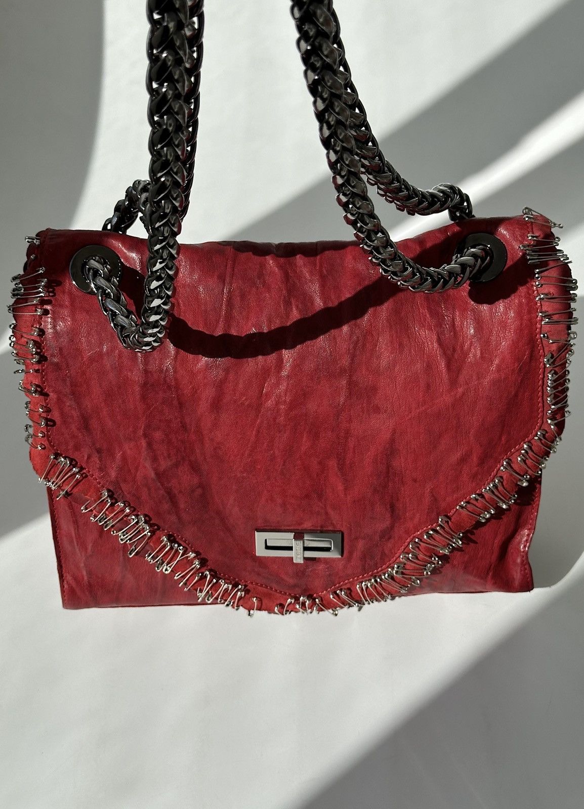 Balmain BALMAIN by Decarnin SS2011 Safety Pin Red Leather Bag runway Size ONE SIZE - 4 Thumbnail