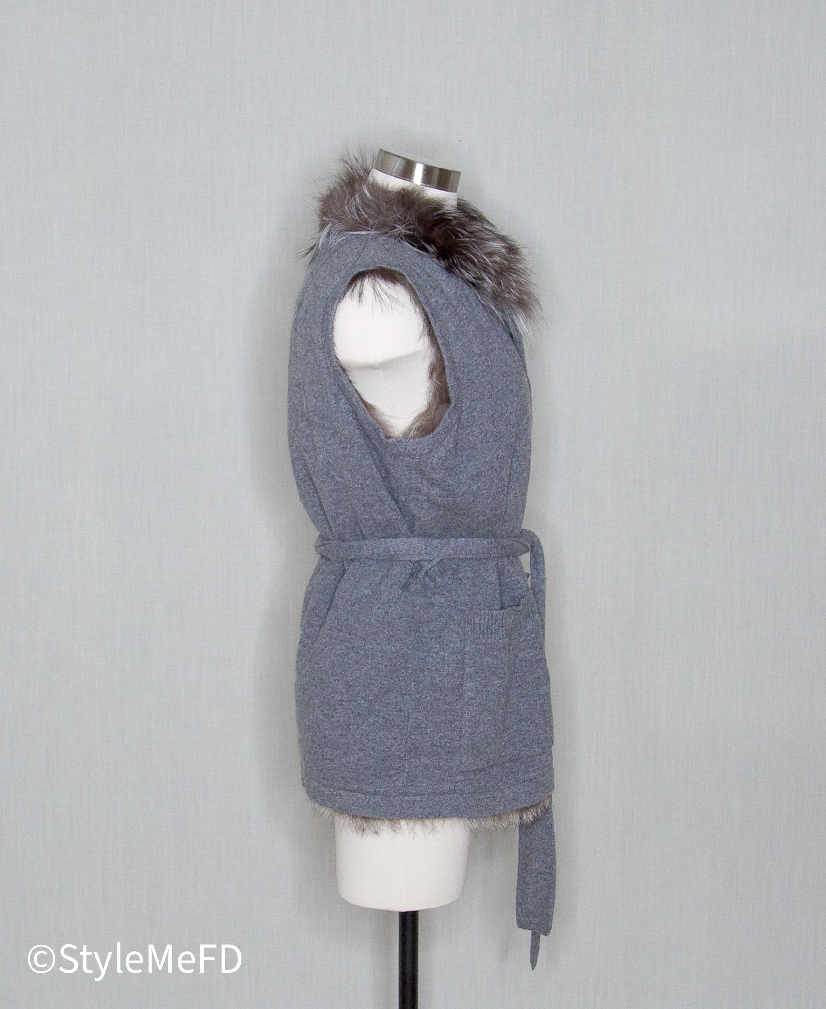 Vintage VINTAGE RENA LANGE Reversible Cashmere & Fur Vest Size L / US 10 / IT 46 - 5 Thumbnail