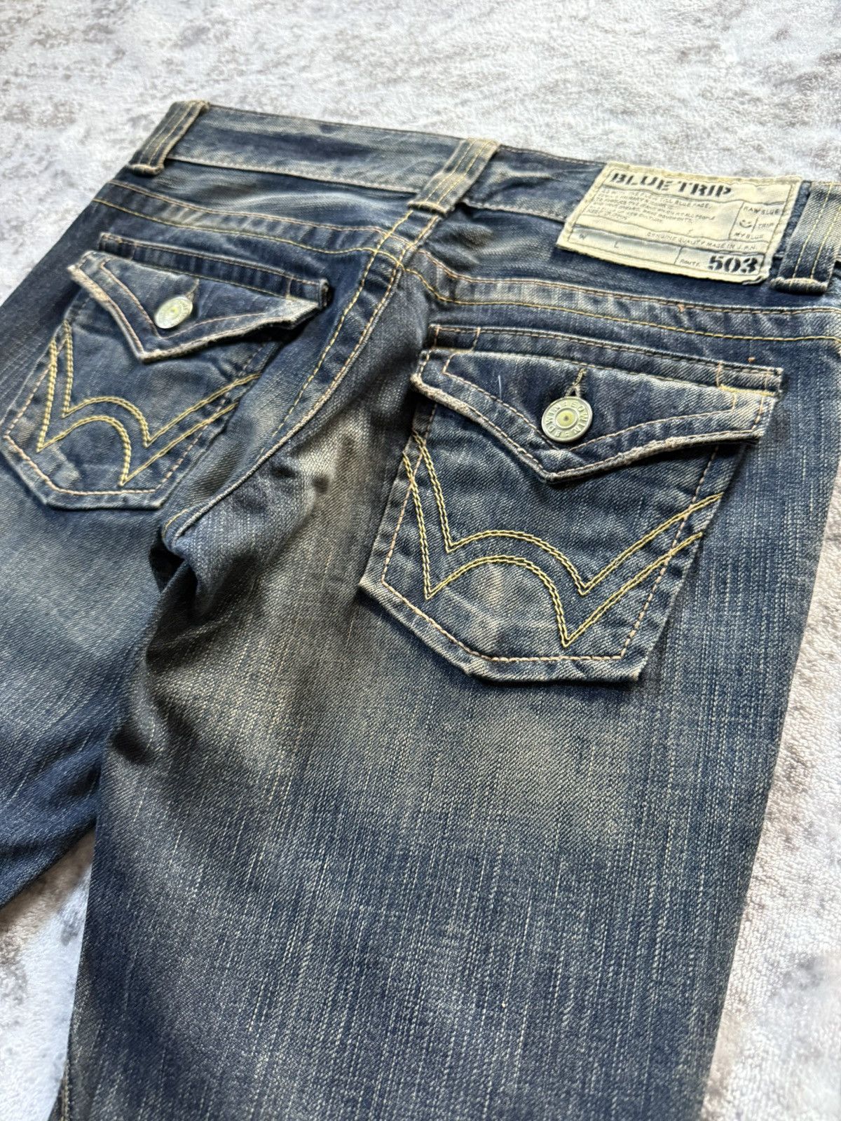 If Six Was Nine Edwin Japan 503 Studded Mud Wash Spiral Flared Jeans Size US 28 / EU 44 - 14 Thumbnail