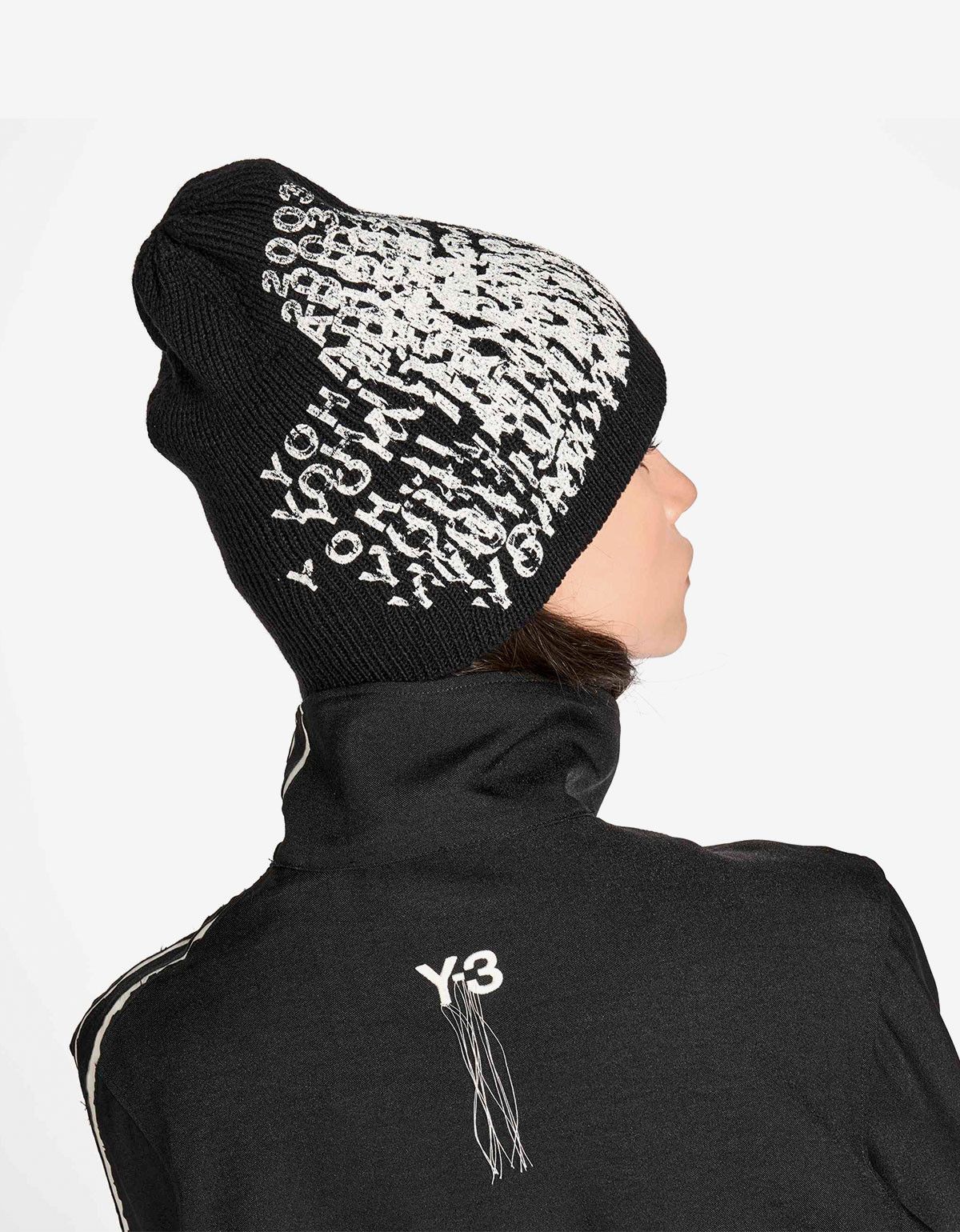 Y-3 Y-3 Black Graphic Beanie Hat Size ONE SIZE - 2 Thumbnail