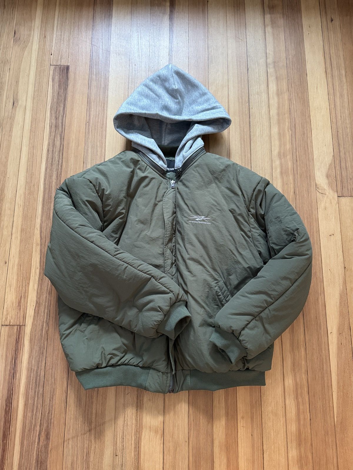 New Day Same Pain New Day Same Pain Hooded Bomber Jacket | Grailed