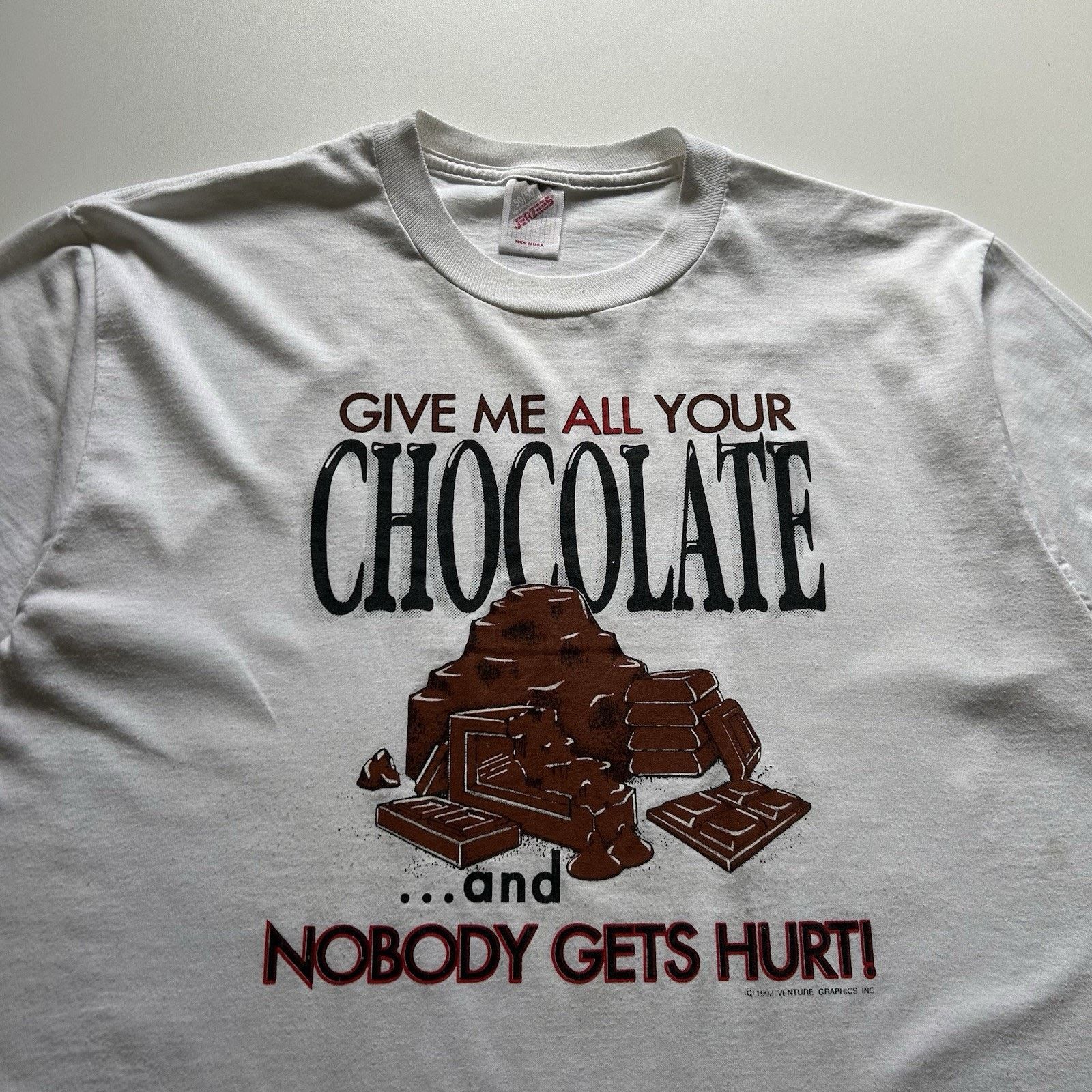 Jerzees Vintage 90s Funny Chocolate Art T-Shirt Large Jerzees USA Size US M / EU 48-50 / 2 - 2 Thumbnail