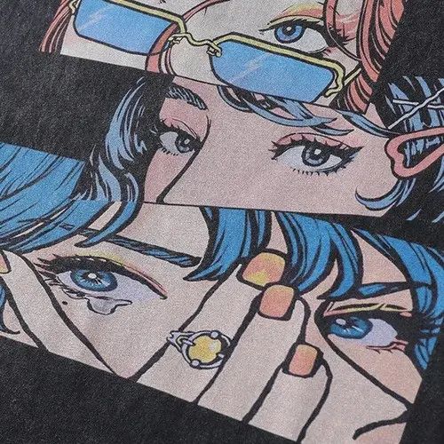 Anime × Japanese Brand Anime Eyes Black Printed T-shirt Tee Short Sleeve Size US M / EU 48-50 / 2 - 3 Thumbnail