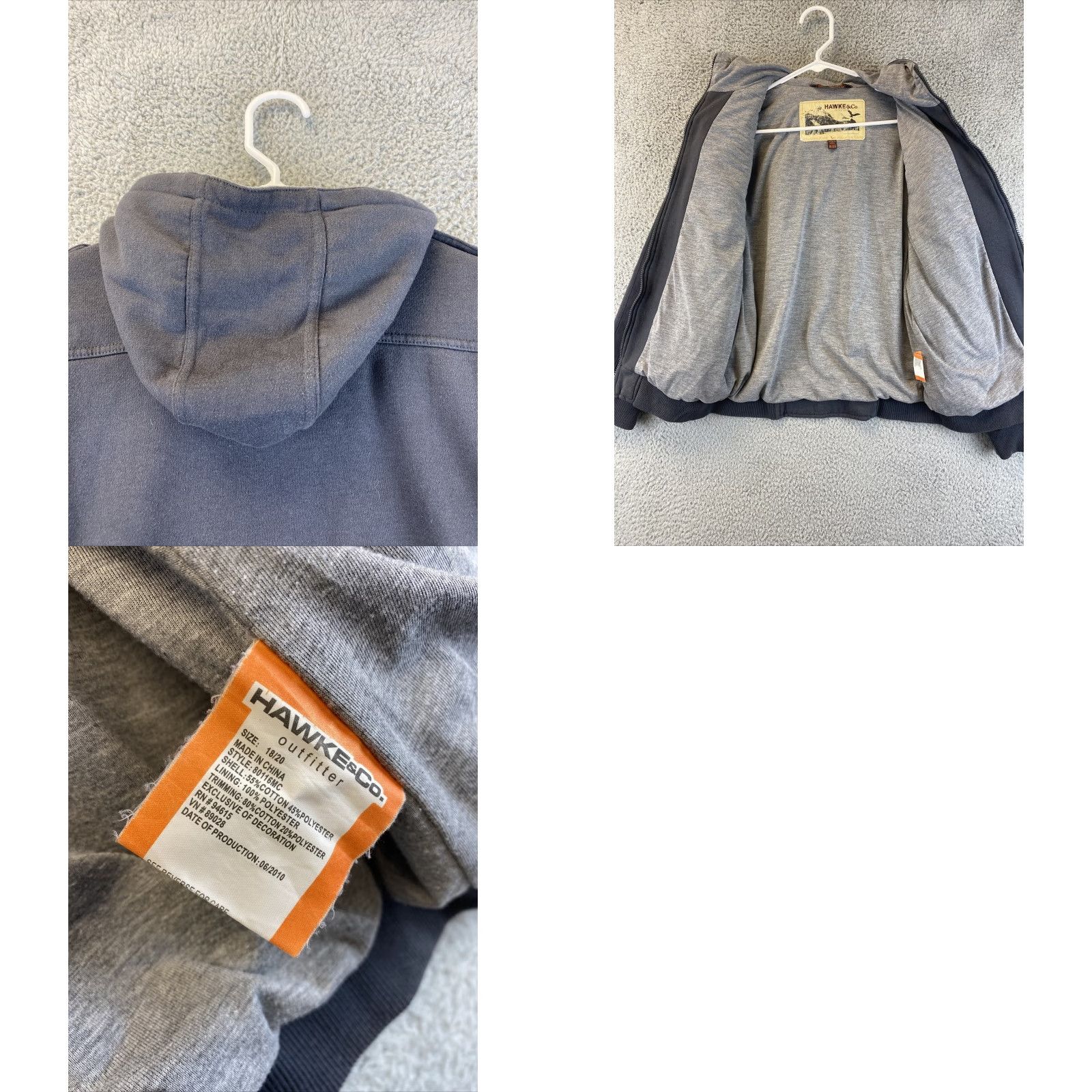 Vintage Hawke And Company Jacket Men Gray Heavy Fleece Zip XL 61-3 18/20 Years Pockets Size US XL / EU 56 / 4 - 8 Thumbnail