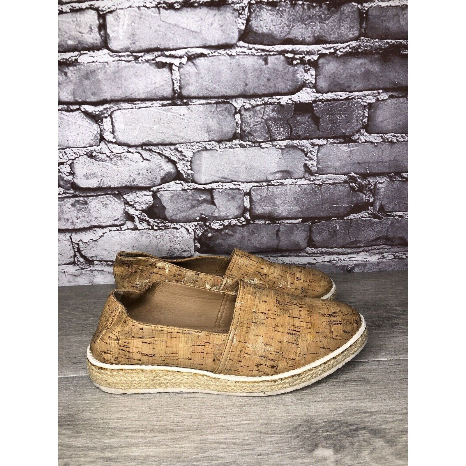 Trask TRASK Cork Tan Sparkle Star Espadrilles Slip On Shoes Women Size US 8 / IT 38 - 17 Thumbnail