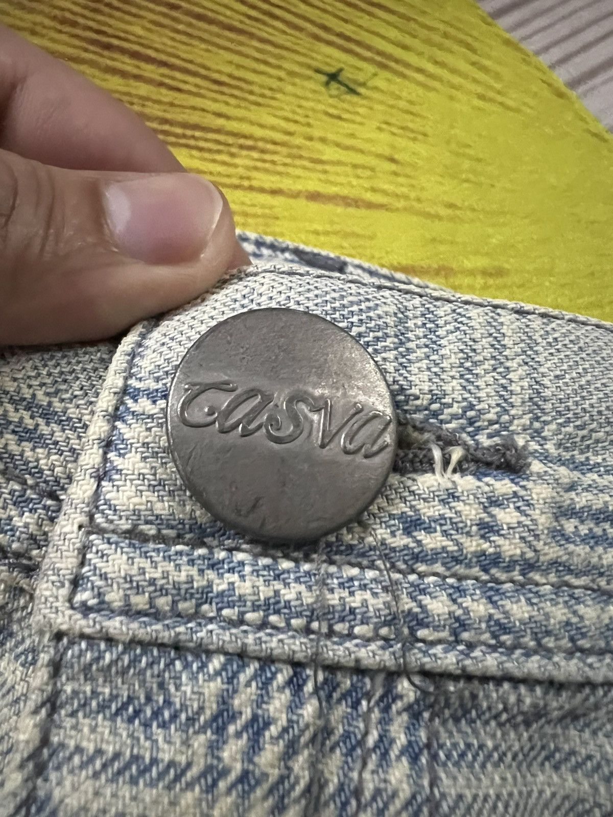 Japanese Brand 💥Flare💥Casva Painted Distressed Rare Jean Size US 31 - 10 Thumbnail