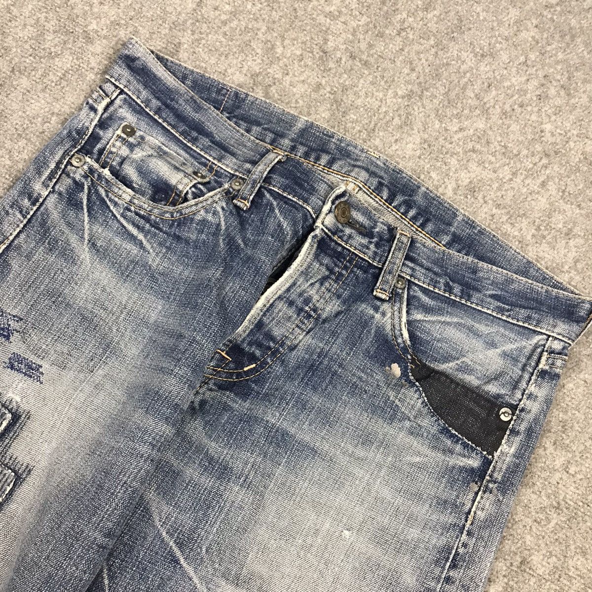Designer × Japanese Brand DMG DISTRESSED BLUE DENIM PATCHWORK PANTS Size US 30 / EU 46 - 5 Thumbnail