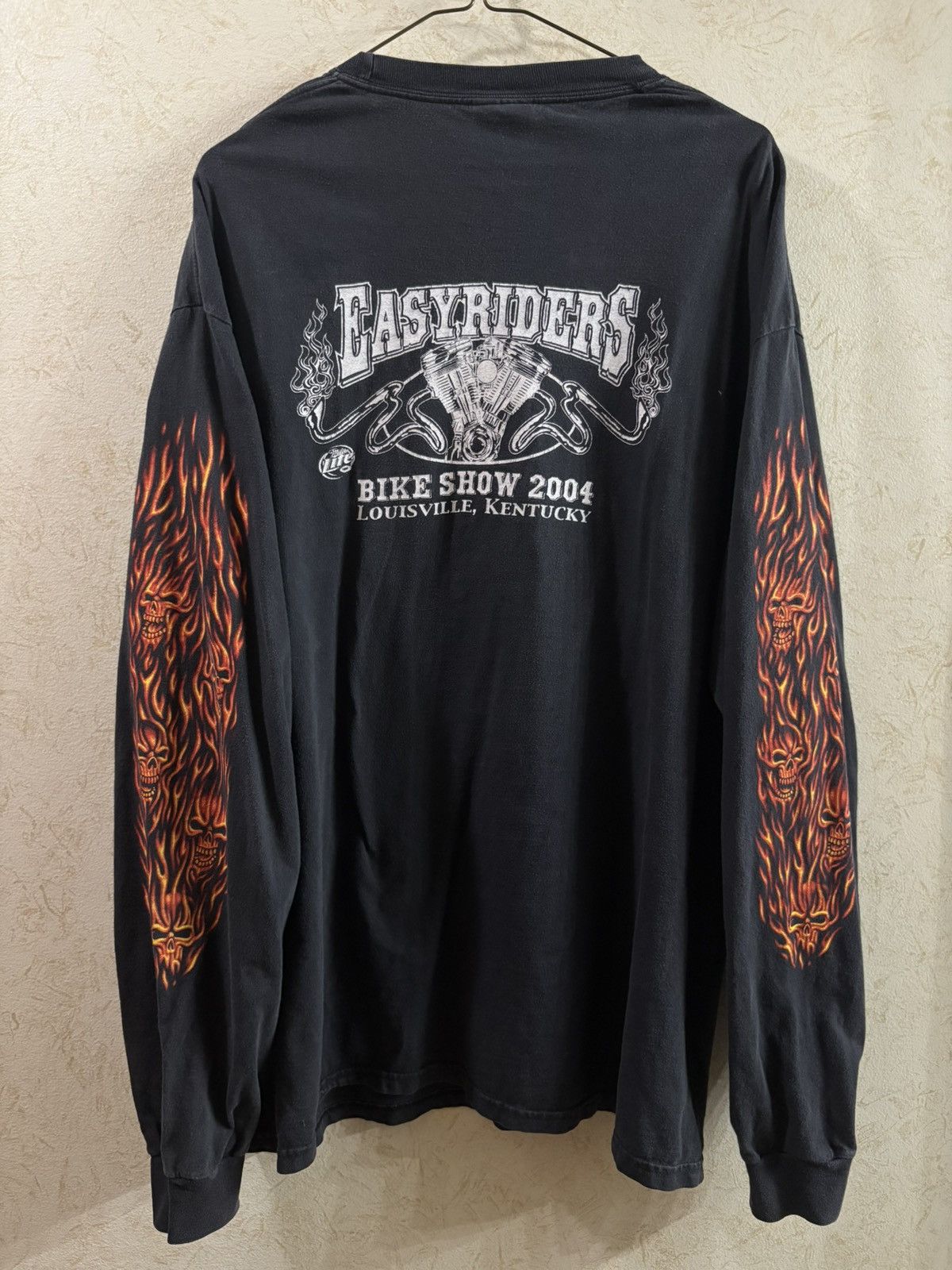 Vintage Vintage 2004 Easy Riders Flame Skull Longsleeve Tee Size US XL / EU 56 / 4 - 2 Thumbnail