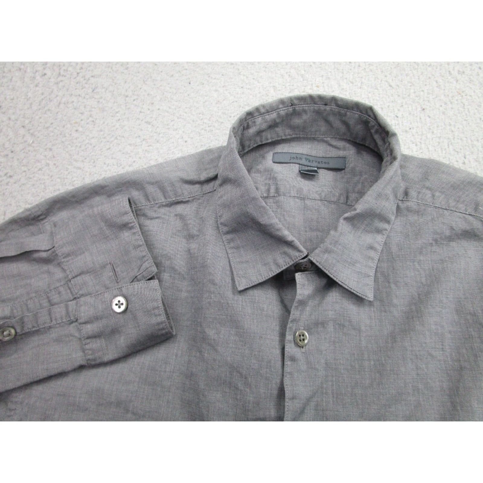 John Varvatos John Varvatos Slim Fit Button-Up Shirt Men Small Gray Long Sleeve Casual Workwear Size US S / EU 44-46 / 1 - 5 Thumbnail