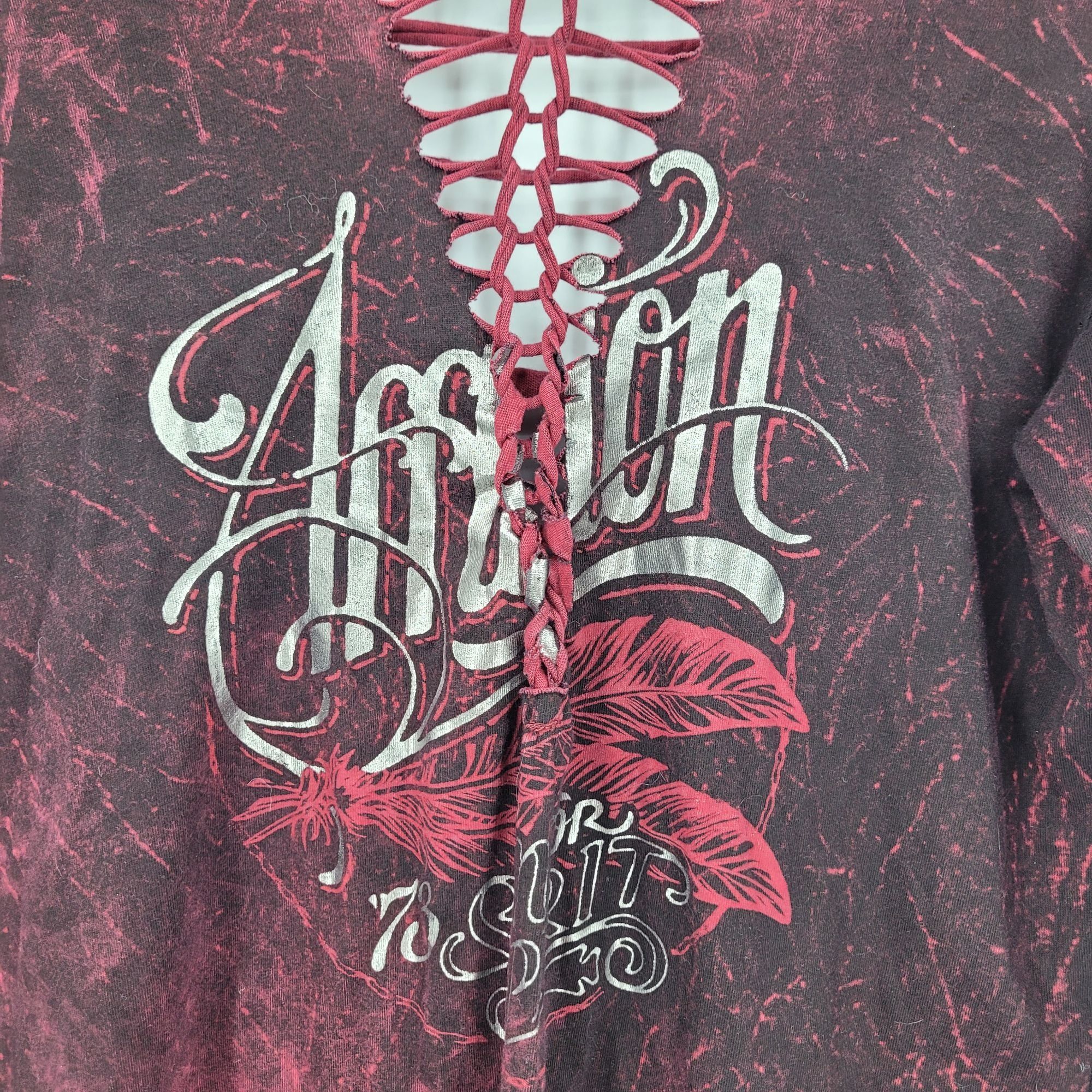 Affliction Vtg Affliction Distressed Oxblood Long Sleeve Shirt L Thrash Size L / US 10 / IT 46 - 5 Thumbnail