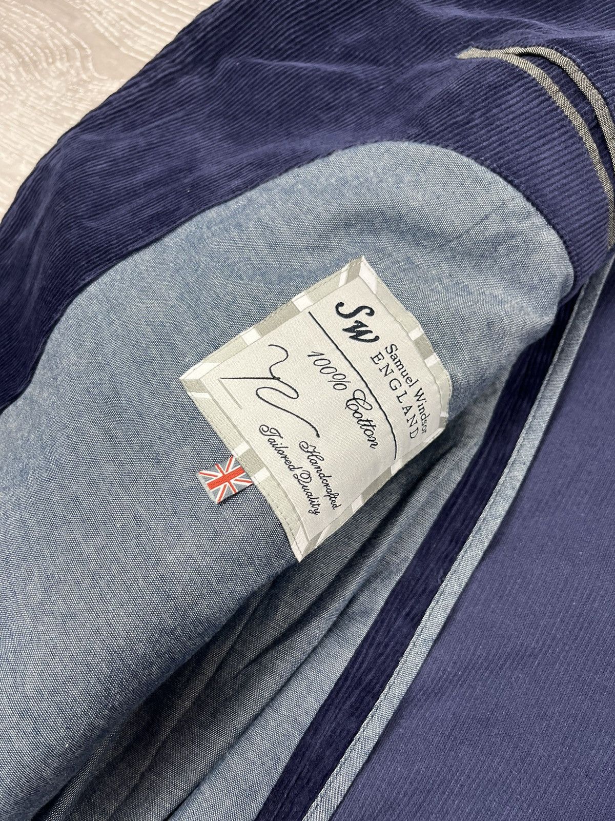 Designer Samuel Windsor England Blue Corduroy Blazer Jacket Size US XL / EU 56 / 4 - 9 Thumbnail