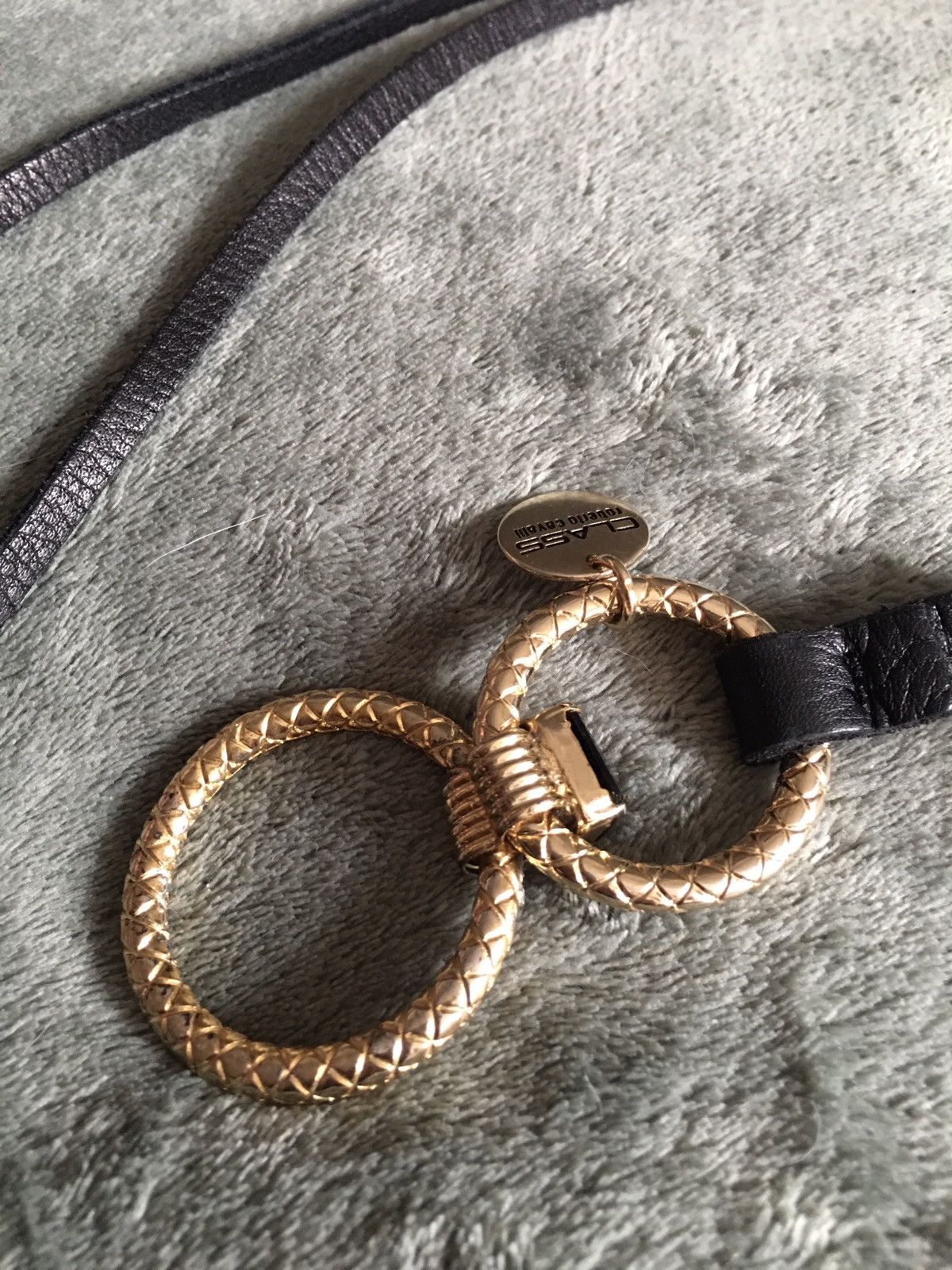 Roberto Cavalli Roberto Cavalli Class Leather Golden Rings Dress Belt Size ONE SIZE - 4 Thumbnail