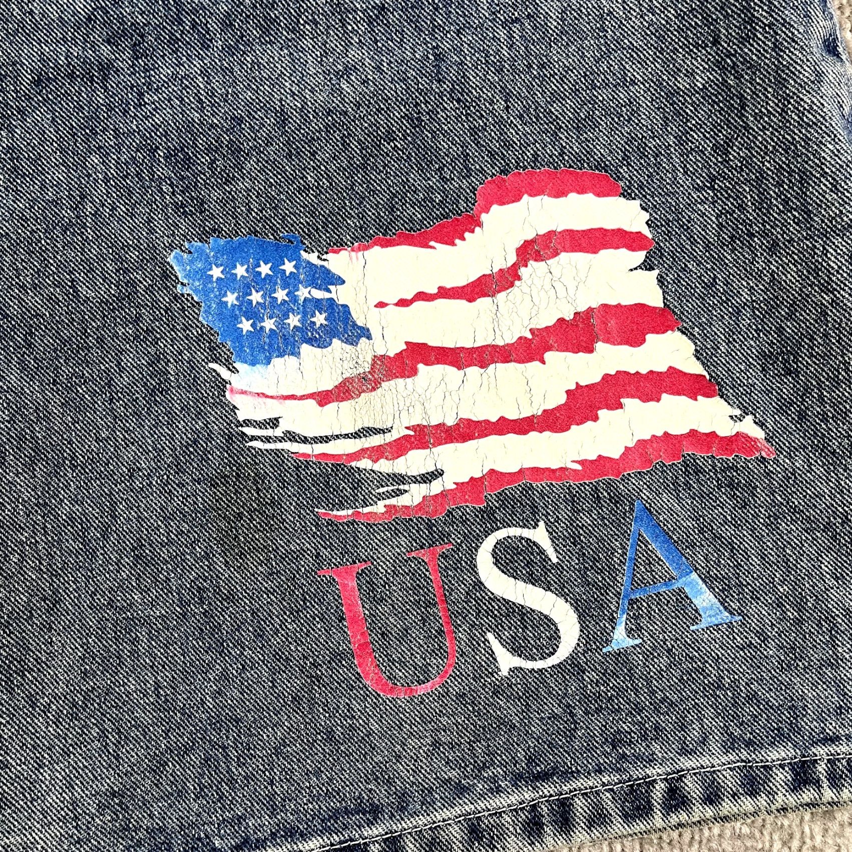 Denime NOTHING Jeans Womens Blue Wide Flared Denim USA Flag Patriotic Y2K 14 Regular Jeans Women's Size 14 Blue USA Patch? Size 36" / US 14 / IT 50 - 2 Thumbnail