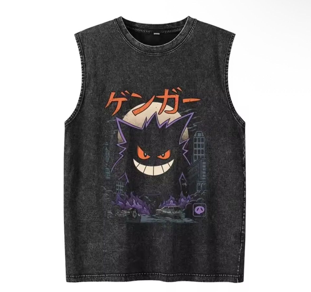 Japanese Brand Y2K Vintage Punk Gengar Anime Washed Tank Top T-Shirt Size US M / EU 48-50 / 2 - 1 Thumbnail