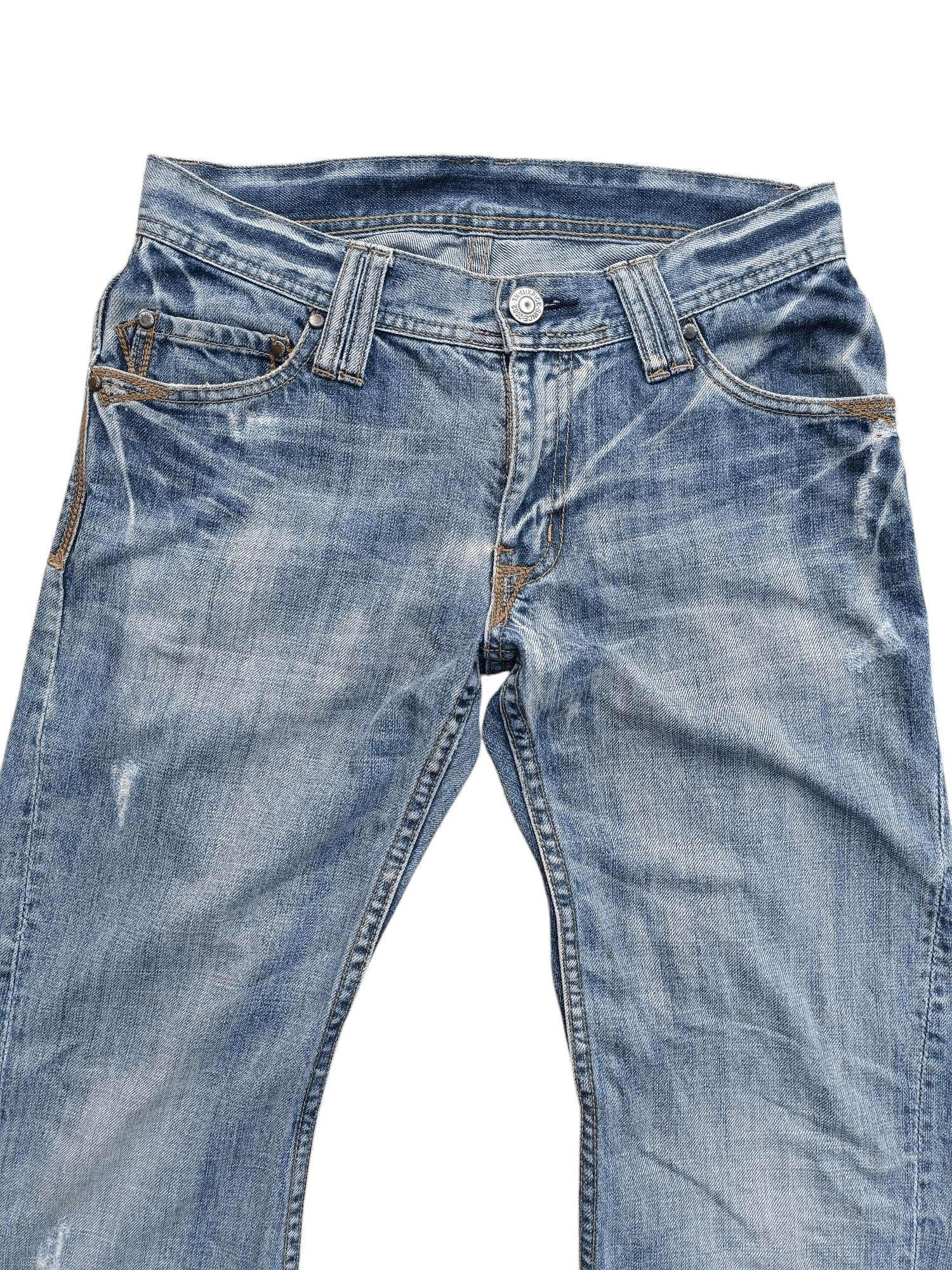 Japanese Brand Japanese TKMIXPICE Distressed Baggy Twisted Leg Denim E254 Size US 29 - 4 Thumbnail