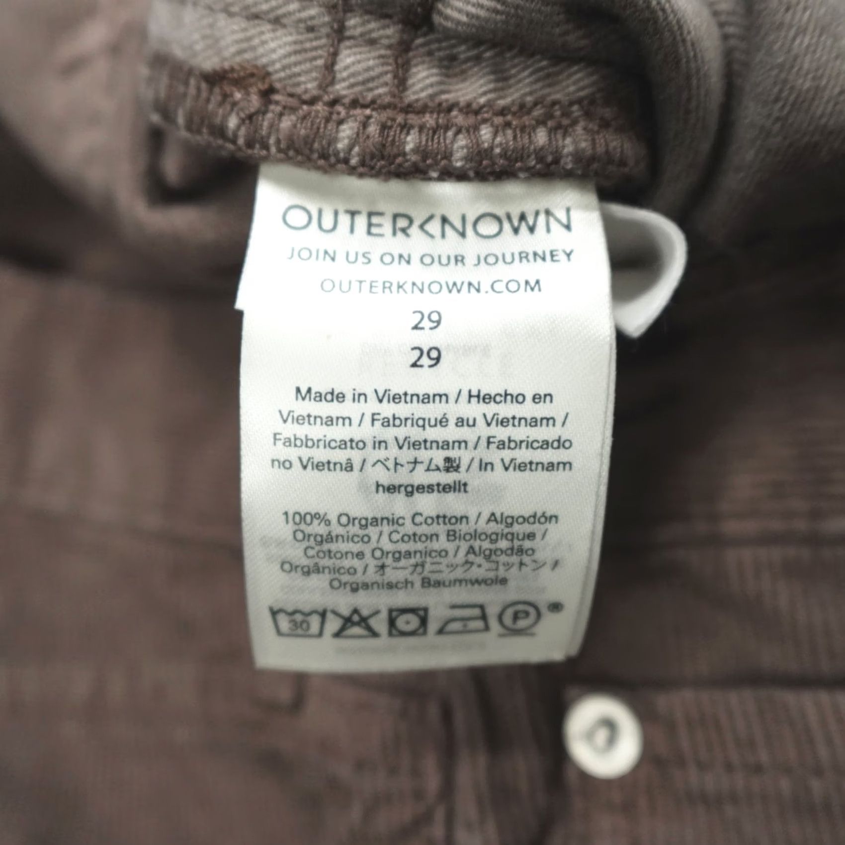 Outerknown Outerknown Townes 5-Pocket Cord Pants Men's Size 29 Organic Cotton BSN Brown Size US 29 - 4 Thumbnail