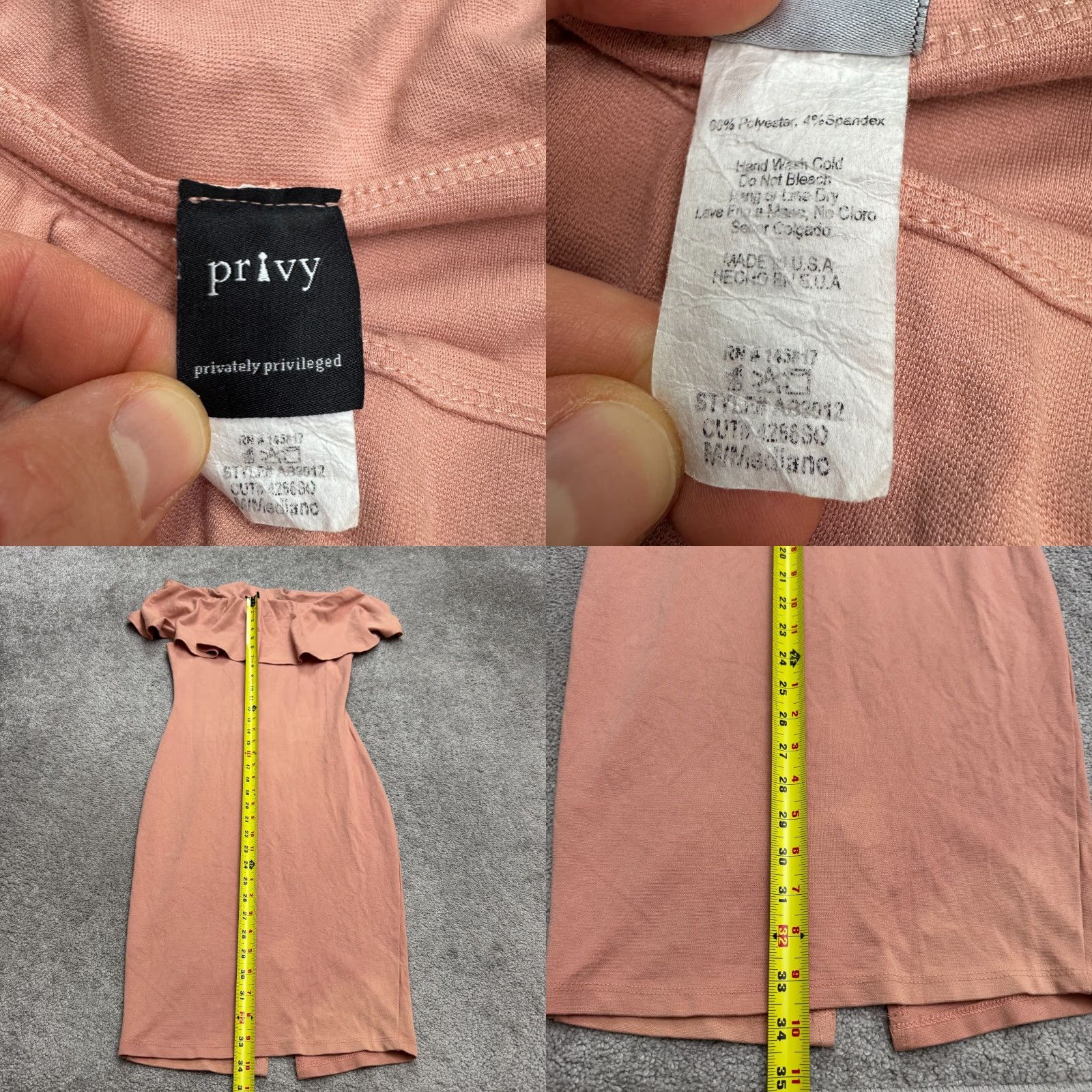 Pinko Privy Dress Womens Medium Pink Off Shoulder Ruffle Bodycon Pencil Midi Stretch Size M / US 6-8 / IT 42-44 - 8 Thumbnail