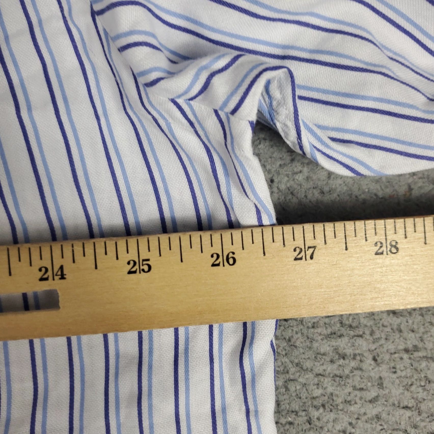 David Donahue David Donahue Dress Shirt Mens 17.5 Blue Striped French Cuff Button Up Size 46R - 5 Thumbnail