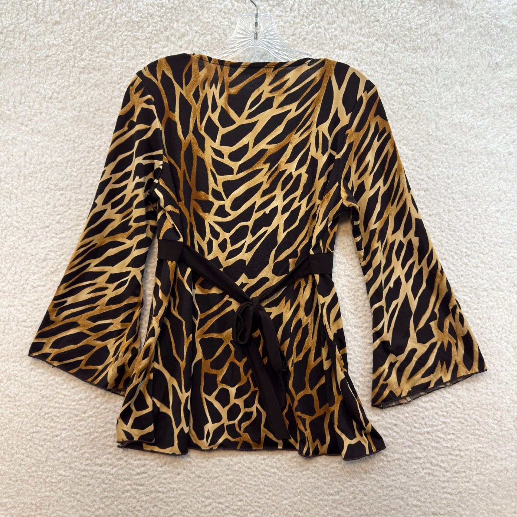Vintage VINTAGE Y2K Top Shirt Brown M Boho Giraffe Animal Print McBling Slinky Stretch Womens M/L Size M / US 6-8 / IT 42-44 - 2 Thumbnail