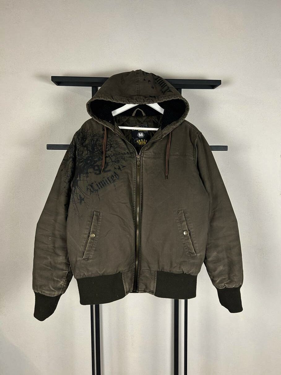 Vintage Fishbone Hooded Bomber Jacket Vintage Distressed Workwear Size US M / EU 48-50 / 2 - 4 Thumbnail