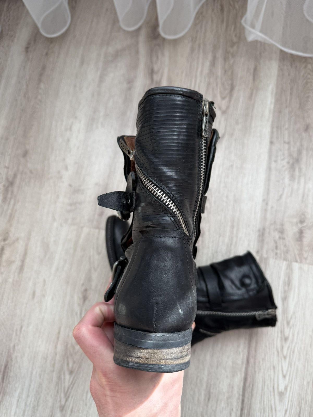 A.S.98 Airstep A.S.98 Black Leather Buckle Strap Zip Biker EU 38 Size US 8 / IT 38 - 14 Thumbnail