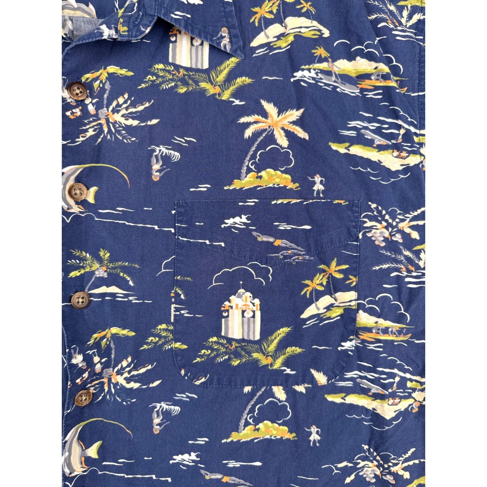 Old Navy VINTAGE Old Navy Shirt Men XL Blue Palm Surf Luau Hawaiian Cotton Button-Up Short Sleeve Reg Regular 44in Chest Mens Size US XL / EU 56 / 4 - 7 Thumbnail