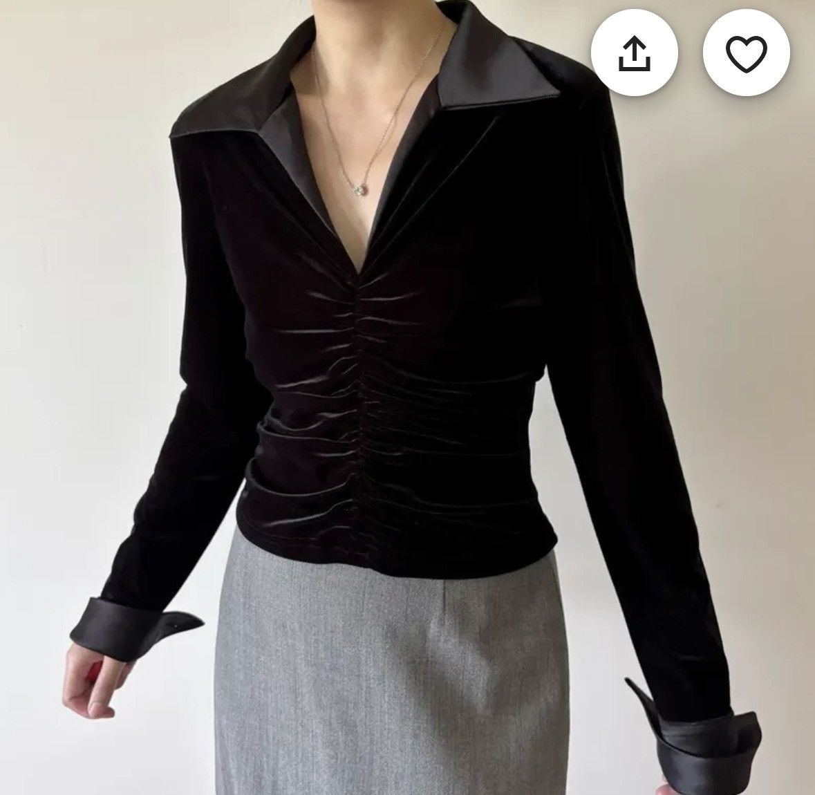 Other Vintage Kelly Blue Velvet Collared Top Size M / US 6-8 / IT 42-44 - 7 Thumbnail