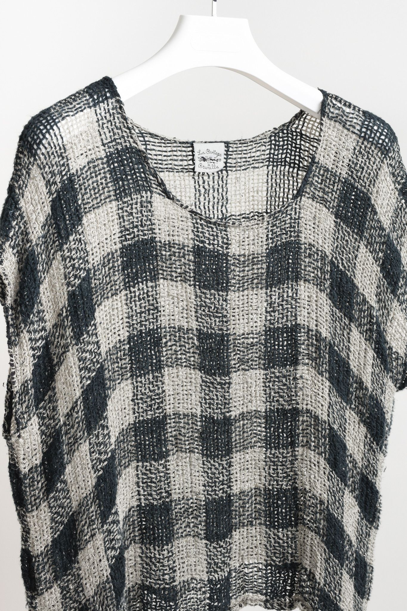 Other La Bottega di Brunella Loose Weave Green Check Linen Top Size ONE SIZE - 3 Thumbnail
